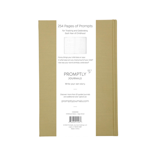 A Complete Childhood History: From Pregnancy to 18 Years Old (Sage Green, Linen)