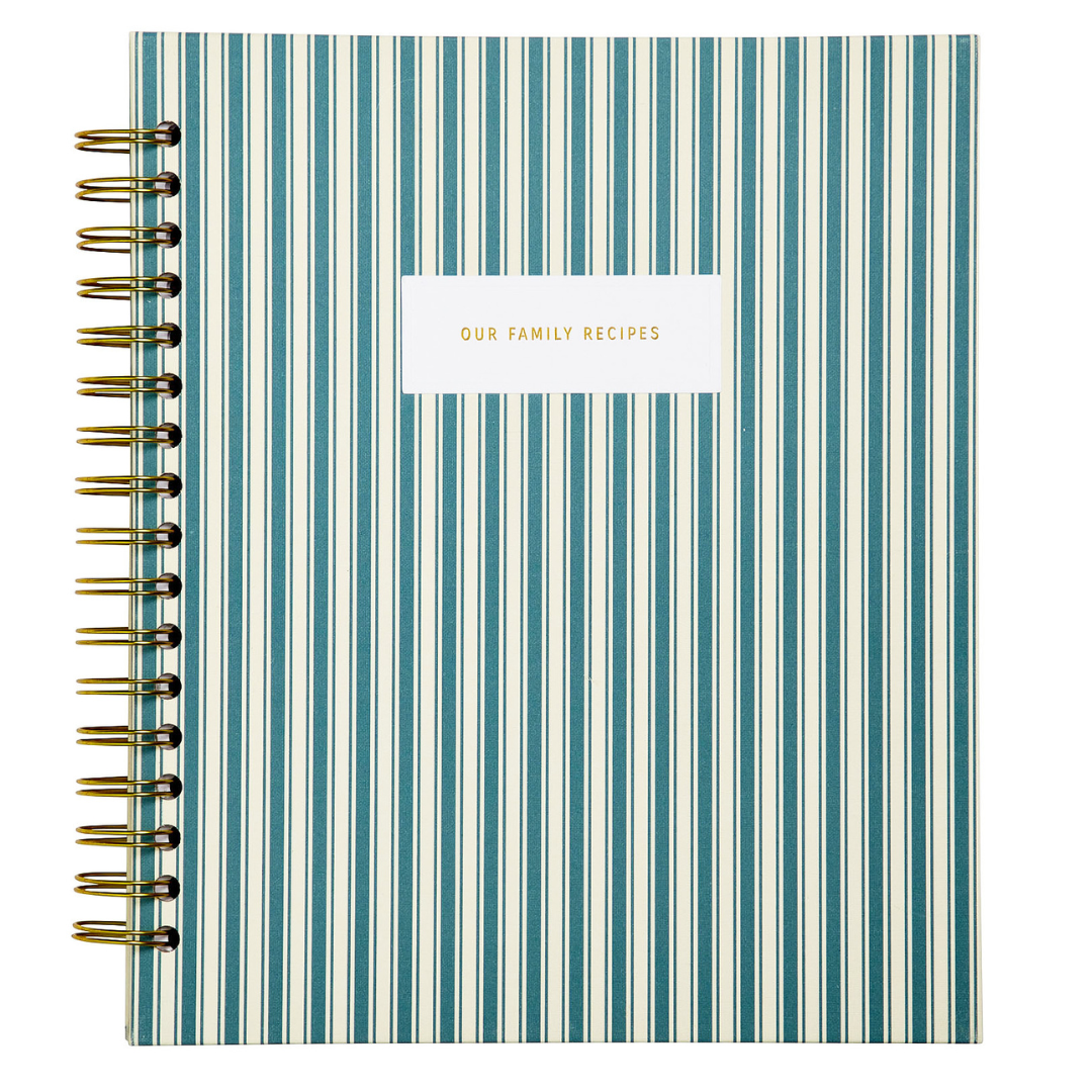 Our Family Recipes: A Meals and Memories Keepsake (Striped Linen)