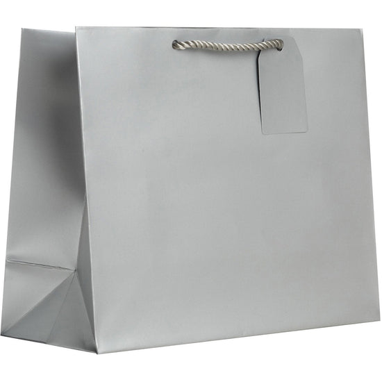 Heavyweight Solid Color Large Gift Bags, Matte Metallic Silver by Present Paper