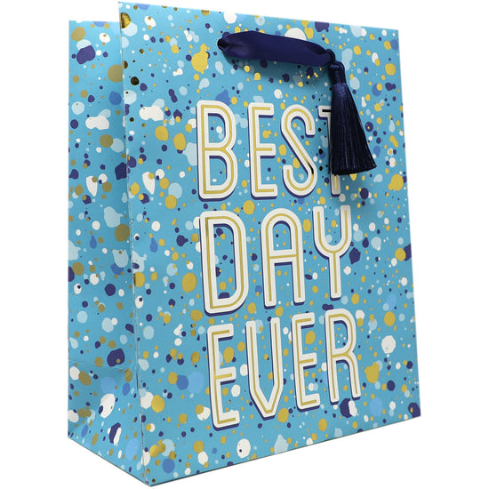 Medium Birthday Gift Bags, Best Day Ever with Foil Accents and Tassel by Present Paper