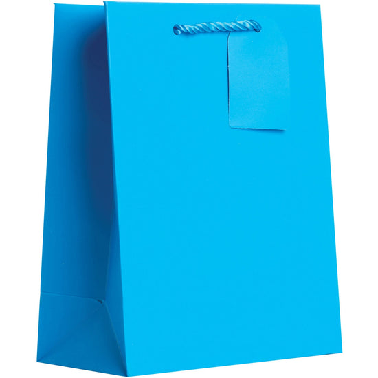 Heavyweight Solid Color Medium Gift Bags, Matte Blue by Present Paper