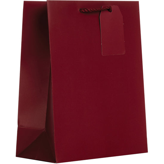 Heavyweight Solid Color Medium Gift Bags, Matte Burgundy by Present Paper