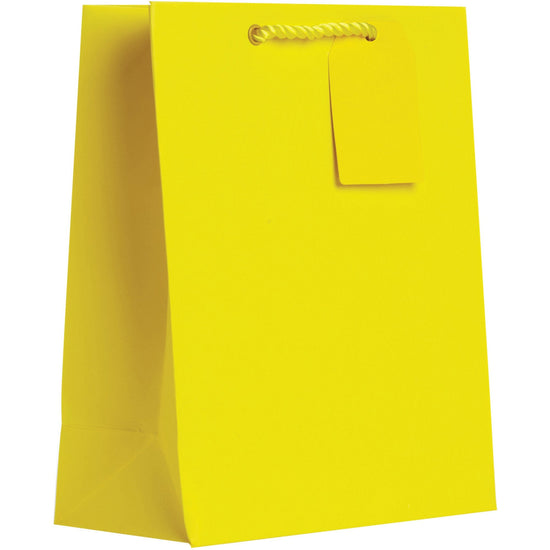 Heavyweight Solid Color Medium Gift Bags, Matte Yellow by Present Paper