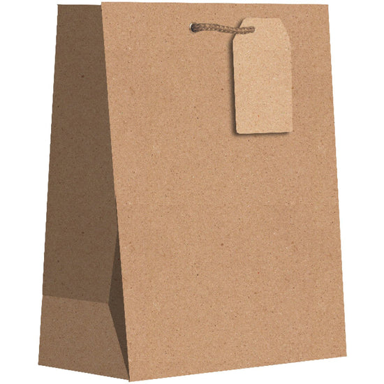 Heavyweight Solid Color Medium Gift Bags, Kraft by Present Paper