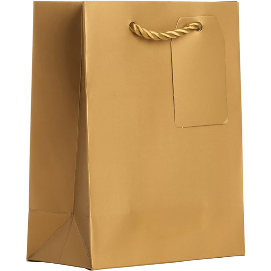 Heavyweight Solid Color Small Gift Bags, Matte Metallic Gold by Present Paper