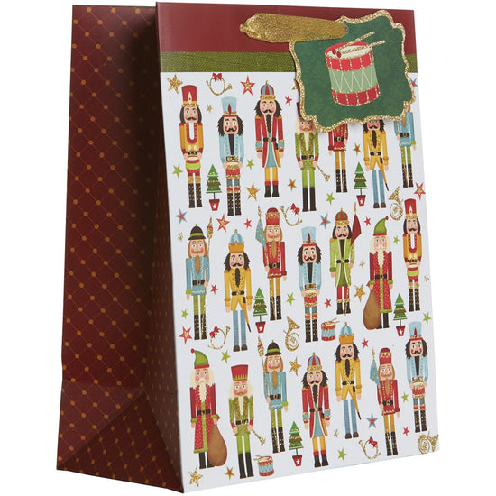 Large Matte Christmas Gift Bags with Glitter, Nutcracker by Present Paper