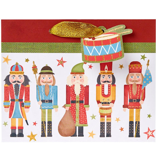Small Matte Christmas Gift Bags with Glitter, Nutcracker by Present Paper