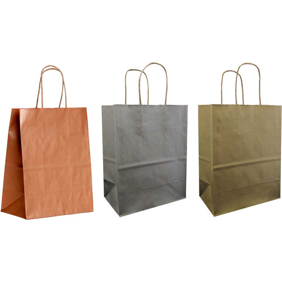 All Occasion Metallic Kraft Medium Solid Totes (12 Pack) by Present Paper