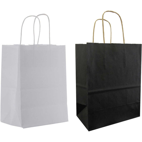 All Occasion Black & White Kraft Medium Solid Totes (12 Pack) by Present Paper